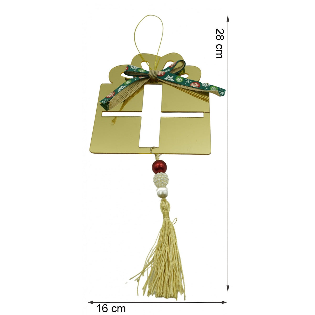 Ornament Brad Crăciun, Formă Stea Decorativă, Acril Lucios, Rezistent Interior și Exterior, Auriu, 16 x 28 cm