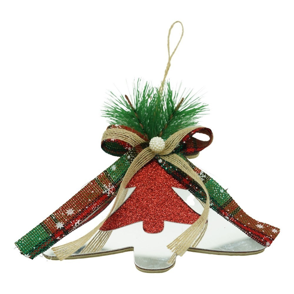Ornament Crăciun în Formă de Brad, Decorațiune Suspendată Lucioasă, Acril Rezistent, Interior și Exterior, Argintiu, 14 x 15 cm