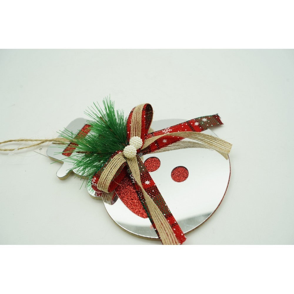 Ornament Brad de Crăciun Om de Zăpadă, Decorativă Interior și Exterior, Acril Lucios, Argintiu, 14 x 17 cm