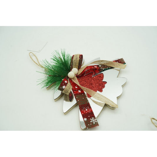 Ornament Brad Crăciun, Formă Brad, Finisaj Lucios, Acril, Argintiu, 14 x 17 cm