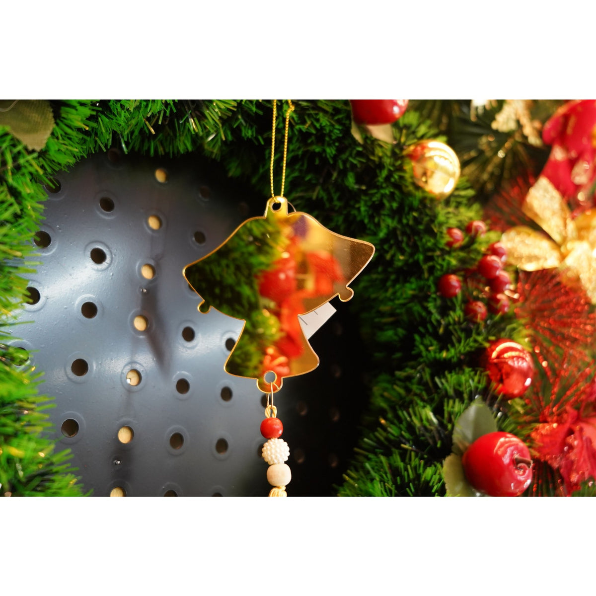 Ornament Brad Clopoței Crăciun, Decor Interior și Exterior, Textură Lucioasă, Acril, Auriu, 10 x 23 cm