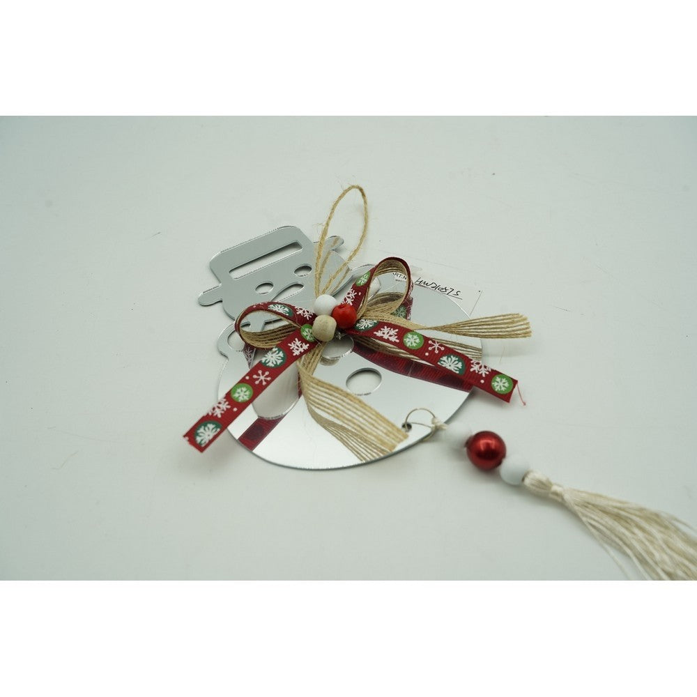 Ornament de Crăciun în Formă de Om de Zăpadă, Decor de Brad, Acril Lucios, Utilizare Interior și Exterior, Argintiu, 14 x 26 cm