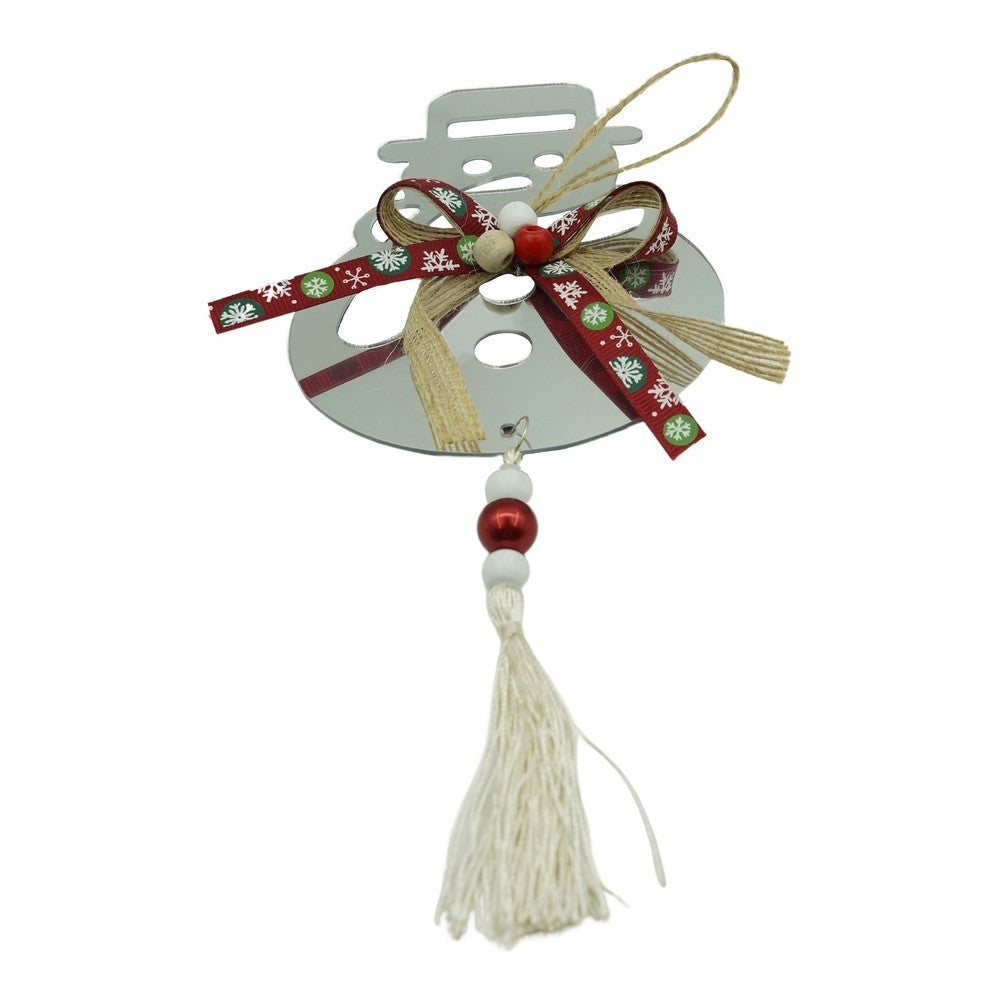 Ornament de Crăciun în Formă de Om de Zăpadă, Decor de Brad, Acril Lucios, Utilizare Interior și Exterior, Argintiu, 14 x 26 cm