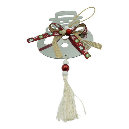 Ornament de Crăciun în Formă de Om de Zăpadă, Decor de Brad, Acril Lucios, Utilizare Interior și Exterior, Argintiu, 14 x 26 cm