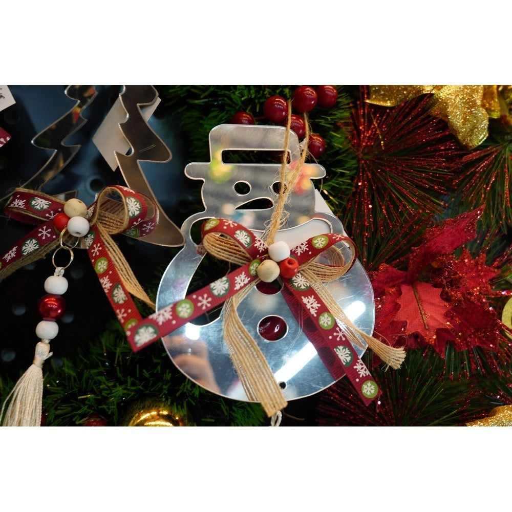 Ornament de Crăciun în Formă de Om de Zăpadă, Decor de Brad, Acril Lucios, Utilizare Interior și Exterior, Argintiu, 14 x 26 cm
