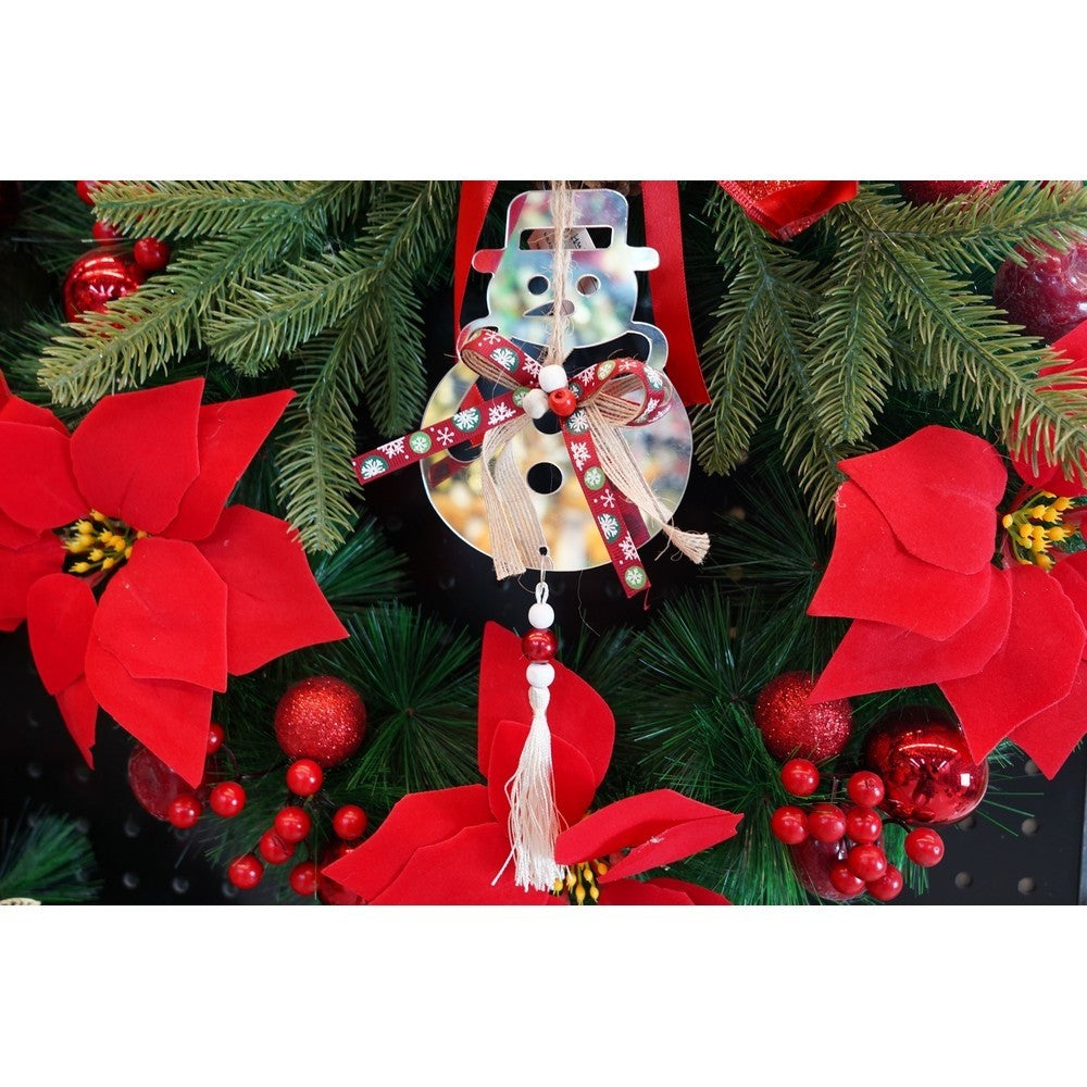 Ornament de Crăciun în Formă de Om de Zăpadă, Decor de Brad, Acril Lucios, Utilizare Interior și Exterior, Argintiu, 14 x 26 cm