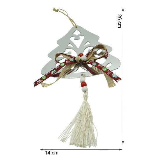 Ornament Brad Decorativ, Brad de Craciun cu Finisaj Lucios, Acril, Rezistent la Interior si Exterior, Argintiu, 14 x 26 cm