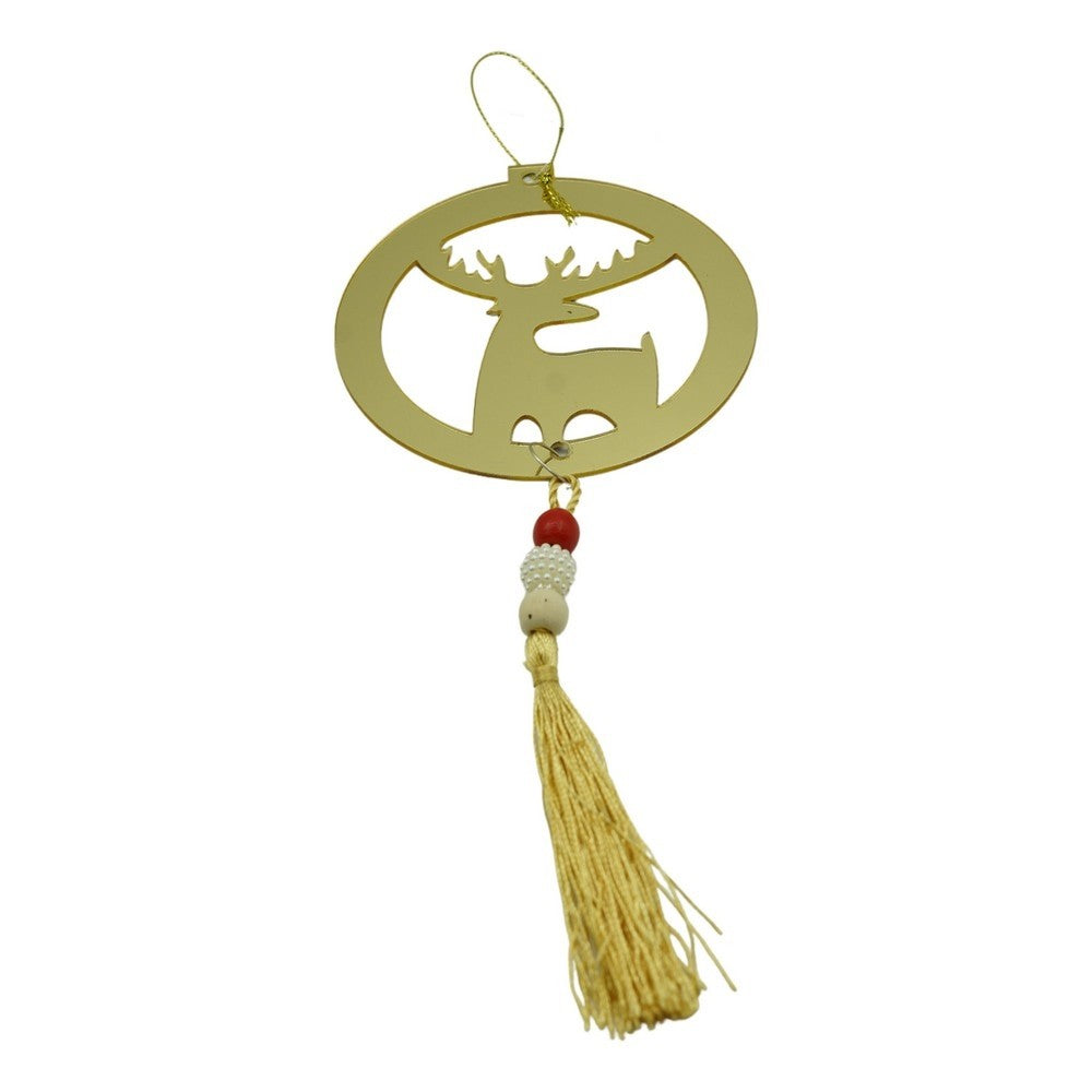 Ornament Brad Crăciun în Formă de Ren, Decorațiune Suspendată cu Finisaj Lucios, Acril, Auriu, 8 x 25 cm