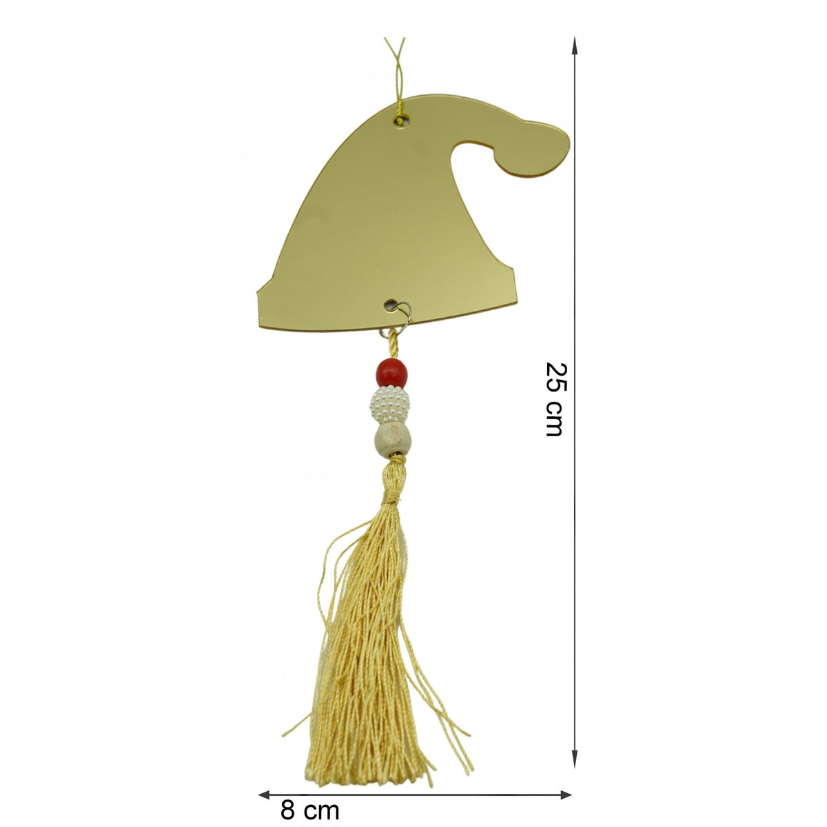 Ornament Brad Crăciun în Formă de Căciuliță, Decorățiune de Lux Lucioasă, Acril Rezistent, Interior și Exterior, Auriu, 8x25 cm