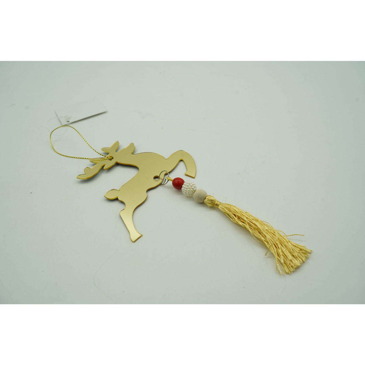 Ornament Brad Crăciun în Formă de Ren, Decorativ și Lucios, Material Acrilic Rezistent, Utilizare Interior și Exterior, Auriu, 10 x 25 cm