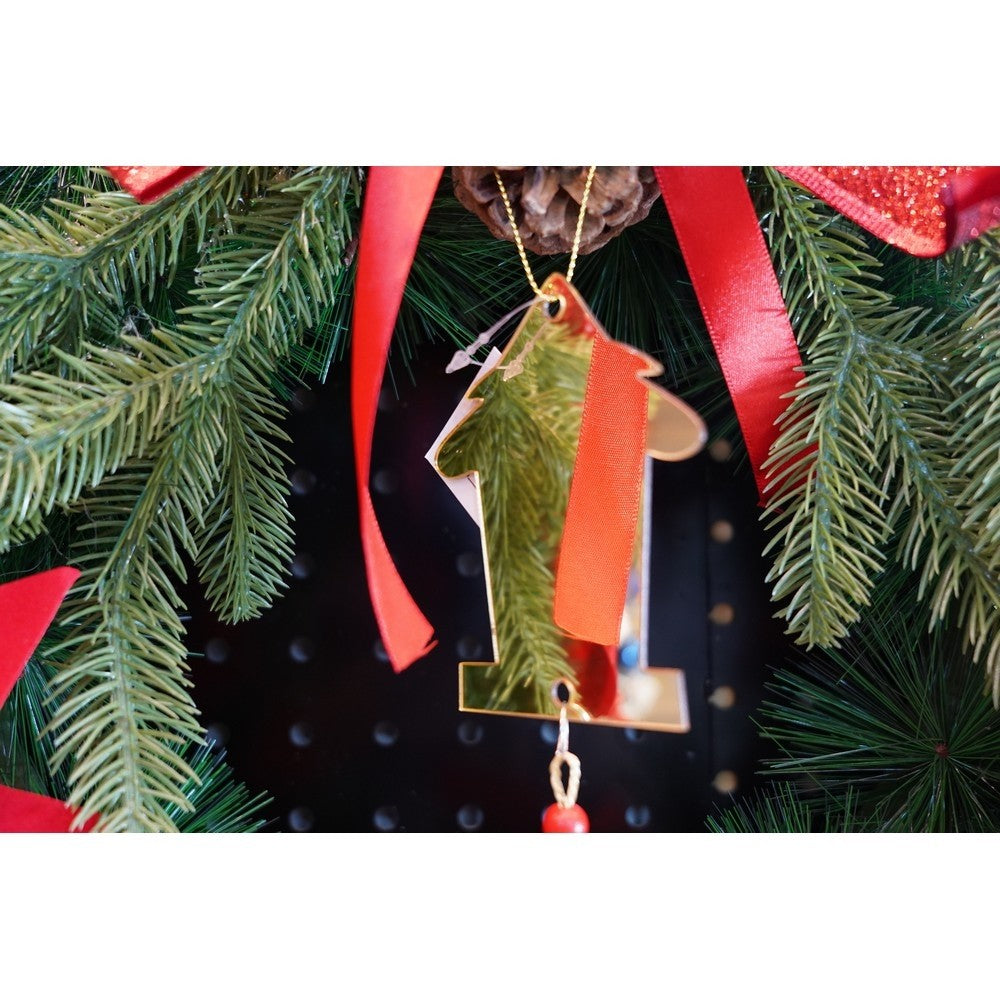 Ornament Crăciun în Formă de Brad, Decorațiune Suspendată, Finisaj Auriu Lucios, Acril Rezistent, Interior și Exterior, 8 x 25 cm