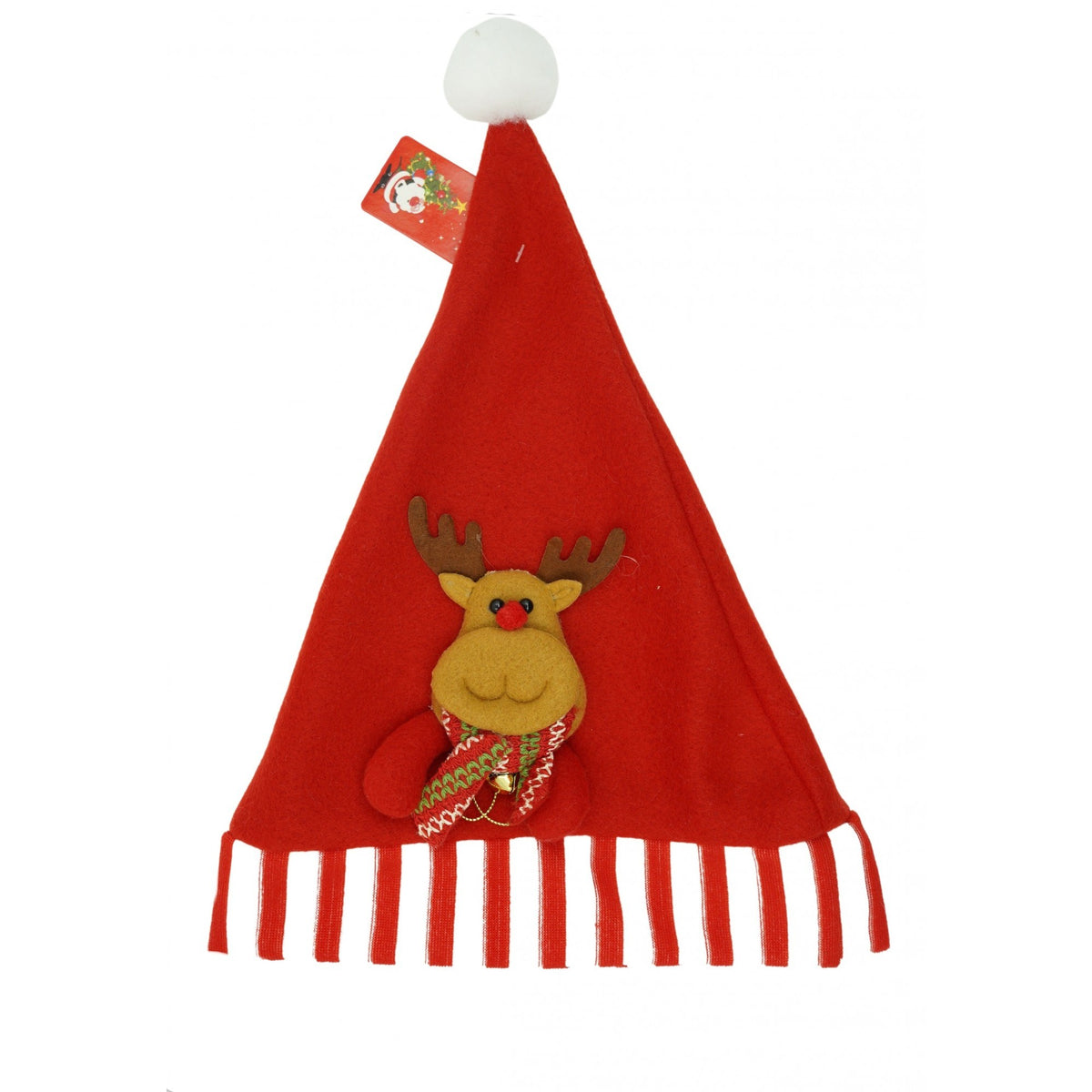 Caciulita de Mos Craciun cu Model de Ren, Accesoriu Sarbatori, Material Textil Moale, Rosu, Marime Universala