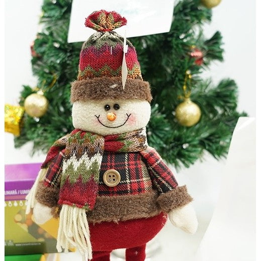 Om de Zapada Decorativ, Figurina Textila pentru Interior si Exterior, Lana si Tesatura de Plus, Alb si Rosu, 45 x 17 cm