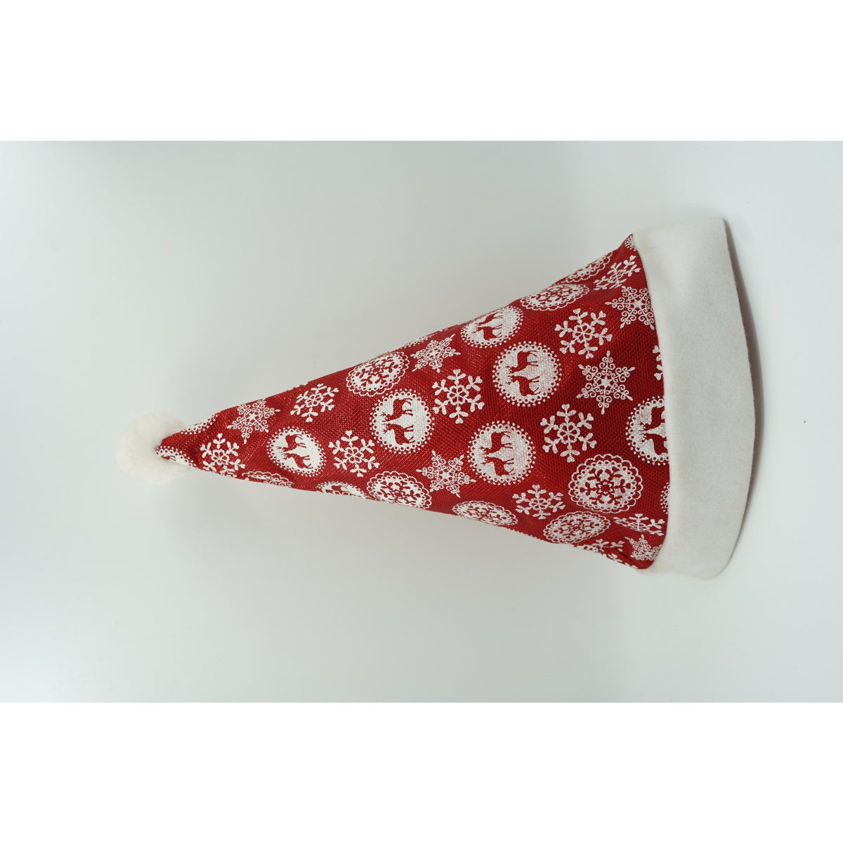 Căciulă Moș Crăciun cu Ornament Fulg de Nea și Sclipici, Material Textil Moale, Mărime Universală, Roșu