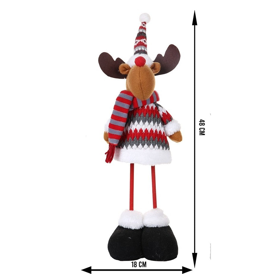 Ren Decorativ De Craciun, Jucarie Figurina Textila, Lana Si Plus, Decor Interior Si Exterior, Maro, 48 x 18 cm