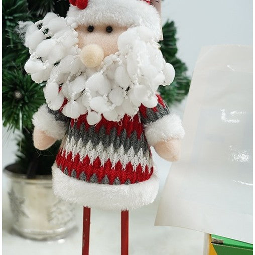 Mos Craciun Decorativ, Jucarie Ornamentala de Craciun, Lana si Plus Catifelat, Recomandat pentru Interior si Exterior, 50 x 18 cm