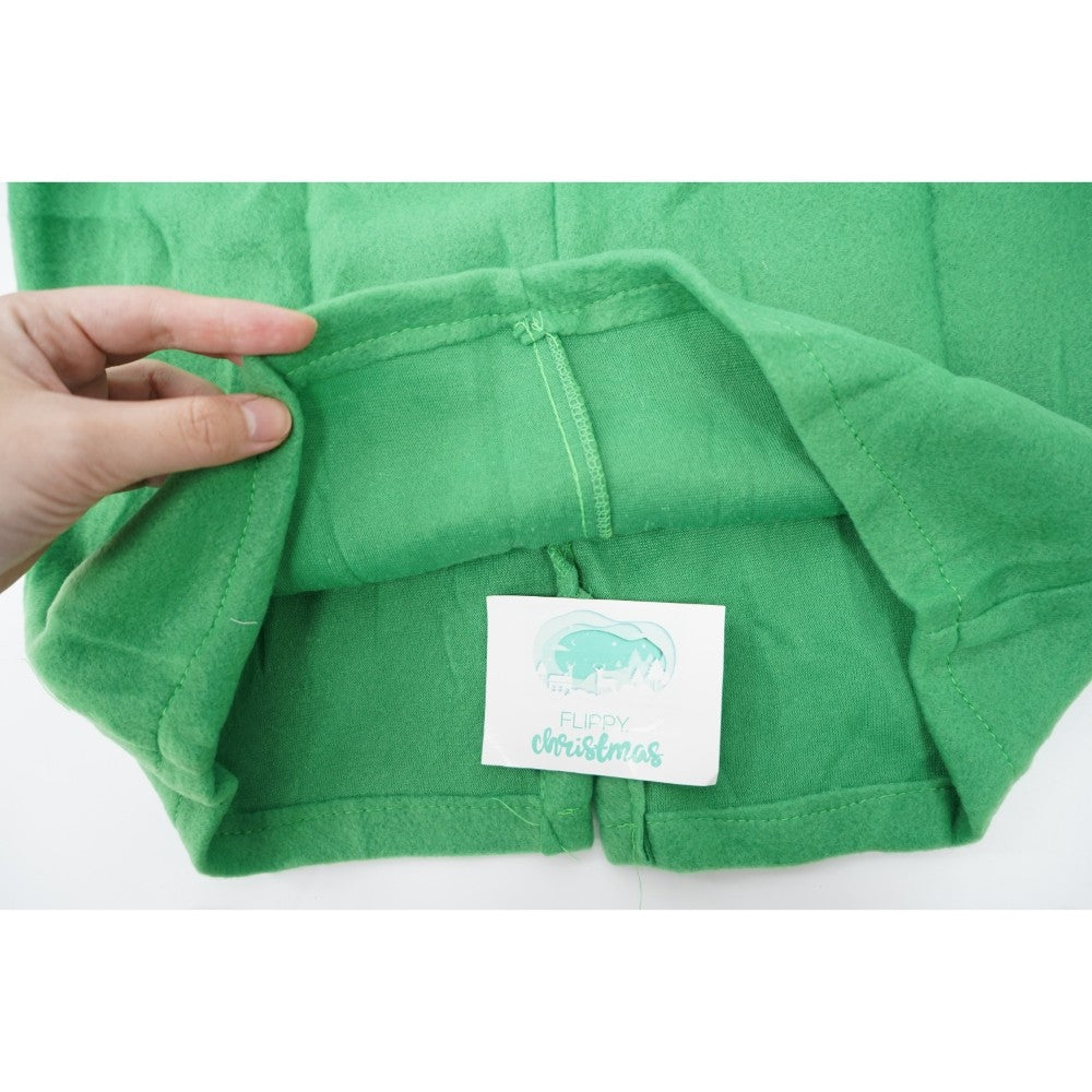 Costum Spiridus pentru Baieti, Set Complet 4 Piese cu Bluza, Pantaloni, Fes si Botosi, Poliester, Verde, Marime 7-9 Ani