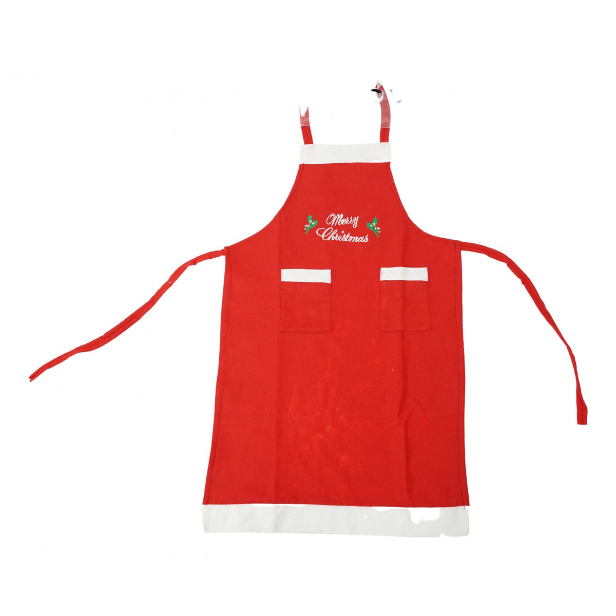 Sort Bucatarie Craciun, Inscriptie Merry Christmas, Accesorii Gatit pentru Adulti, Poliester, Rosu, 74 x 50 cm