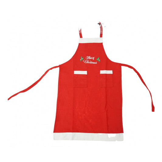 Sort Bucatarie Craciun, Inscriptie Merry Christmas, Accesorii Gatit pentru Adulti, Poliester, Rosu, 74 x 50 cm