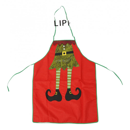 Sort De Bucatarie Pentru Craciun, Model Decorativ Elf, Poliester Rezistent, Accesorii Gatit Sarbatori, Rosu, 77 x 57 cm
