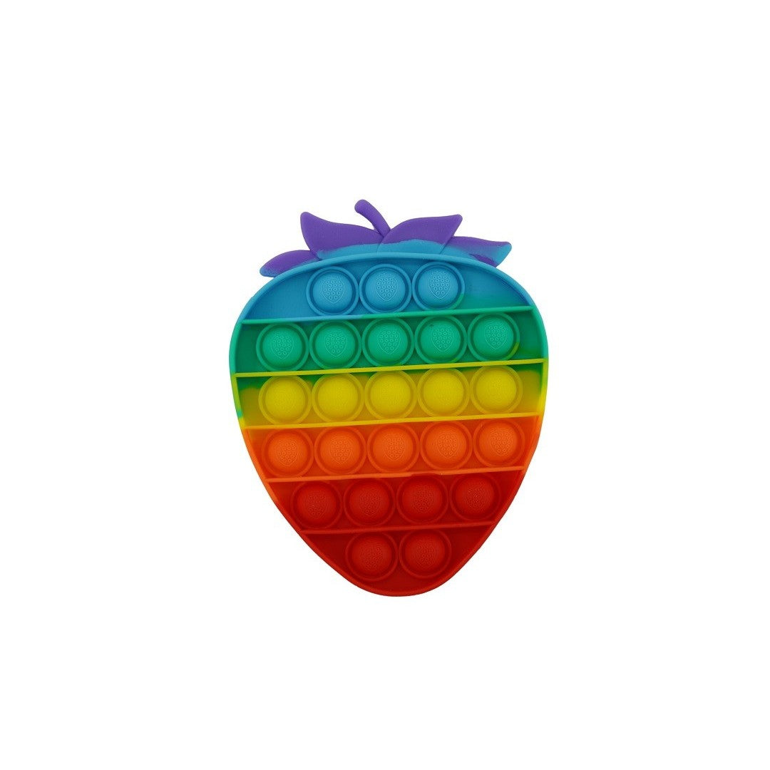 Jucarie Antistres Pop It Now and Flip It, Jucarie Senzoriala pentru Copii si Adulti, Model Capsuna, Silicon Impermeabil, Multicolor