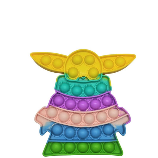 Jucarie Antistres Pop It Now and Flip It, Model Baby Yoda, Senzoriala si Educativa, Silicon Lavabil, Multicolor