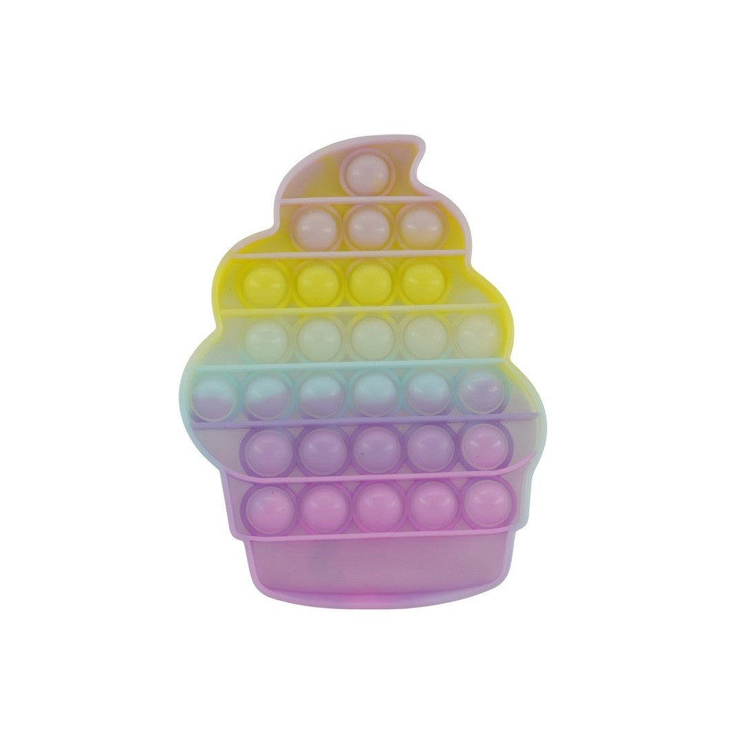 Jucarie Antistres Pop It Now and Flip It, Model Senzorial Reutilizabil pentru Copii si Adulti, Silicon Impermeabil, Forma Briosa Inghetata, Multicolor