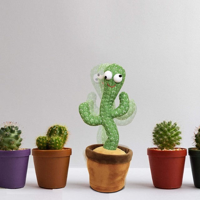 Jucarie Cactus Dansator, Interactiv cu Functie de Imitare si Muzica, Plus cu Palarie si Fular, Verde