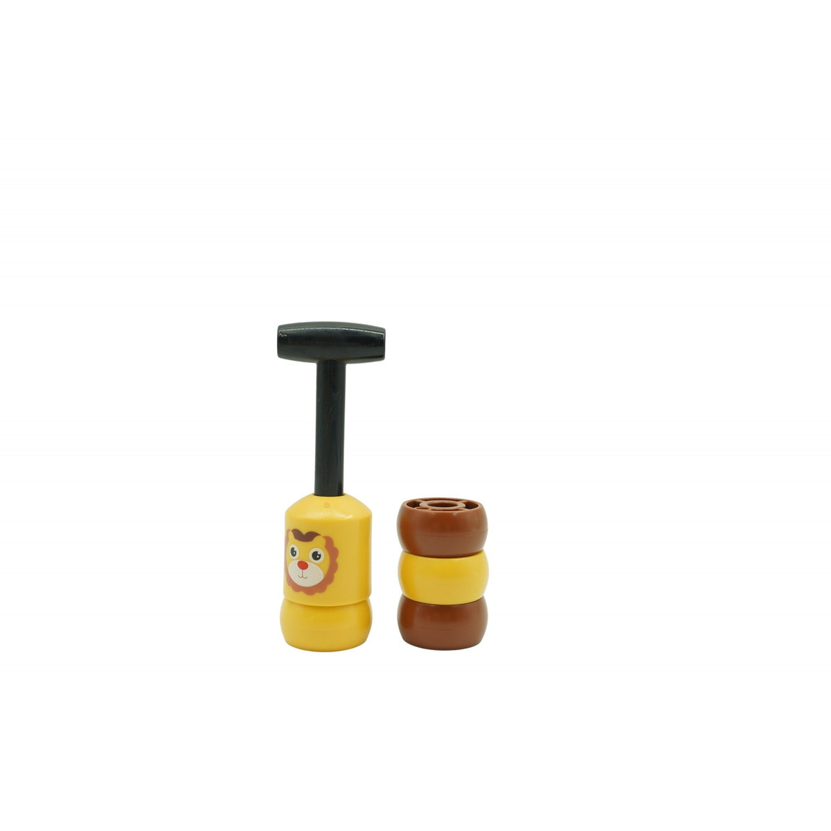 Jucarie Leu Indestructibil, Piese Demontabile Restabilire Forma, Plastic ABS, Maro/Galben, 6 Piese