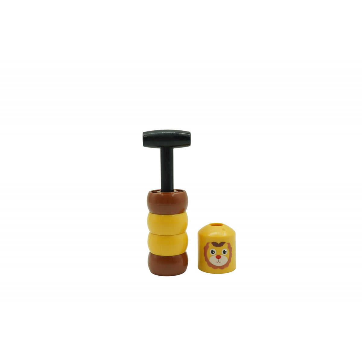 Jucarie Leu Indestructibil, Piese Demontabile Restabilire Forma, Plastic ABS, Maro/Galben, 6 Piese