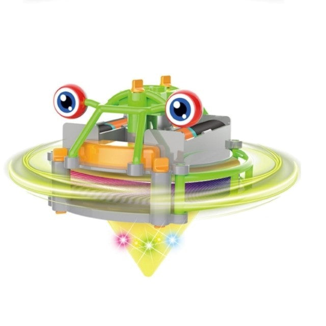 Jucarie Circuit Monociclu Anti-Gravitatie, Broscuta Interactiva Cu Giroscop Luminos, Plastic, Verde