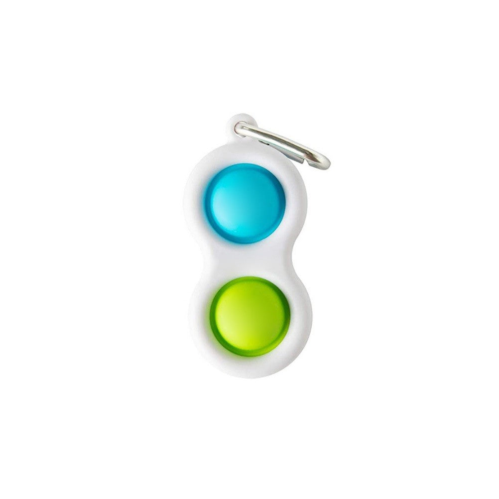 Pop It Now, Jucarie Senzoriala Antistres, Breloc Simple Dimple, Silicon Si Plastic ABS, Alb, 2 Buline