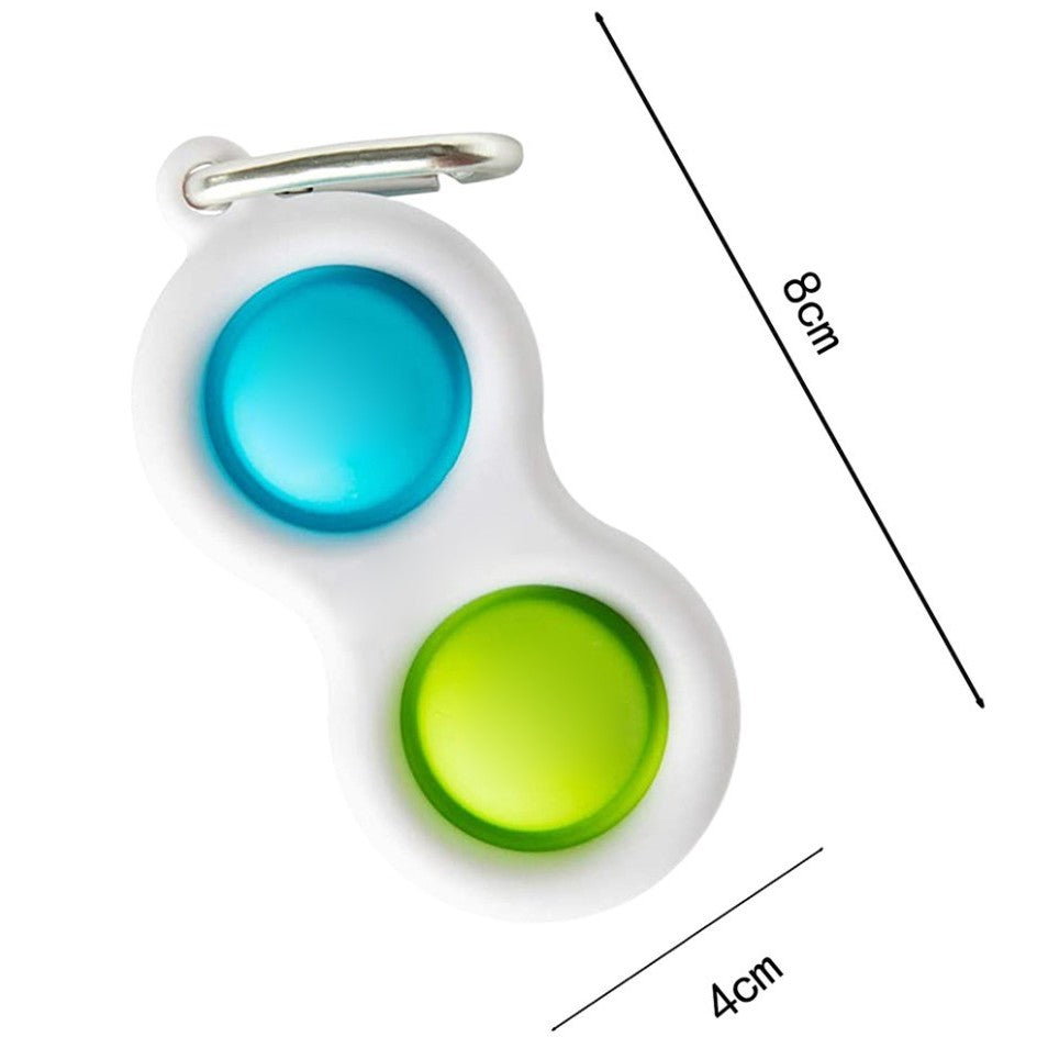Pop It Now, Jucarie Senzoriala Antistres, Breloc Simple Dimple, Silicon Si Plastic ABS, Alb, 2 Buline