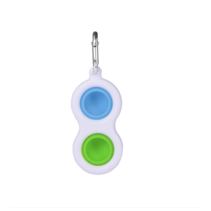 Pop It Now, Jucarie Senzoriala Antistres, Breloc Simple Dimple, Silicon Si Plastic ABS, Alb, 2 Buline