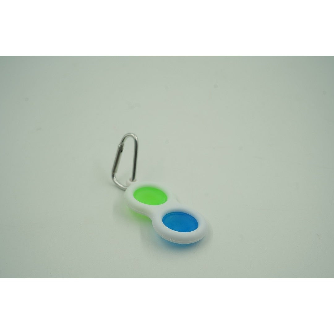 Pop It Now, Jucarie Senzoriala Antistres, Breloc Simple Dimple, Silicon Si Plastic ABS, Alb, 2 Buline