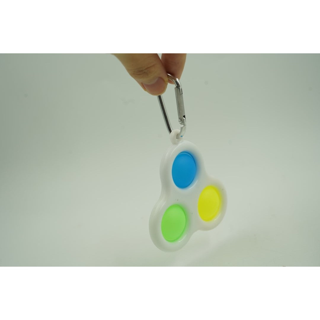 Jucarie Senzoriala Antistres Simple Dimple, Breloc Triunghi, Silicon Si Plastic ABS, 8 cm, Multicolor Alb