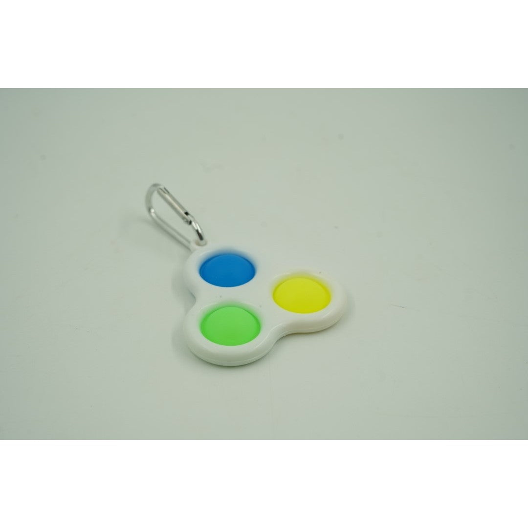 Jucarie Senzoriala Antistres Simple Dimple, Breloc Triunghi, Silicon Si Plastic ABS, 8 cm, Multicolor Alb