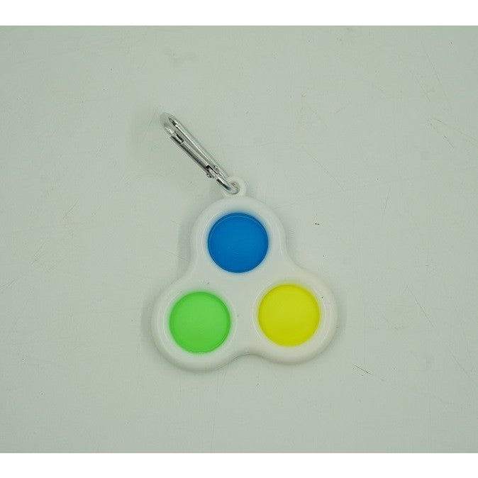 Jucarie Senzoriala Antistres Simple Dimple, Breloc Triunghi, Silicon Si Plastic ABS, 8 cm, Multicolor Alb
