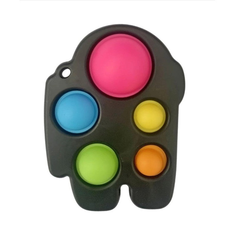 Jucarie Antistres Simple Dimple, Fidget Toy Senzorial, Silicon Si Plastic ABS, Among Us, Negru