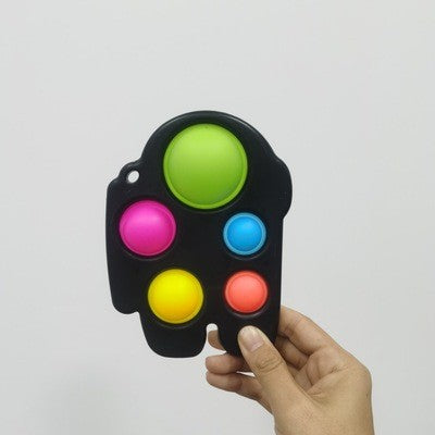 Jucarie Antistres Simple Dimple, Fidget Toy Senzorial, Silicon Si Plastic ABS, Among Us, Negru