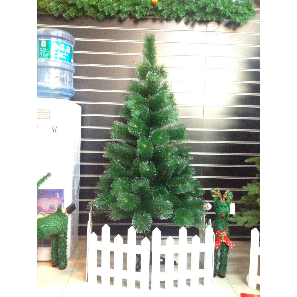Brad Artificial de Craciun Tip Pin, Model Clasic Interior si Exterior, Ace 2D, Suport Metalic Inclus, Inaltime 120 cm, Verde