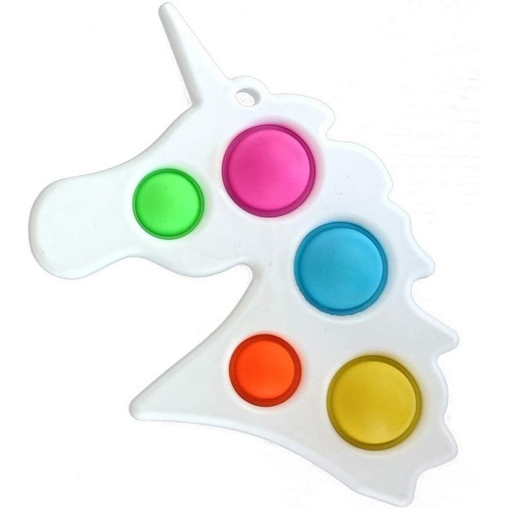 Jucarie Antistres Simple Dimple, Senzoriala Pentru Concentrare, Silicon Și Plastic ABS, Model Unicorn, Alb