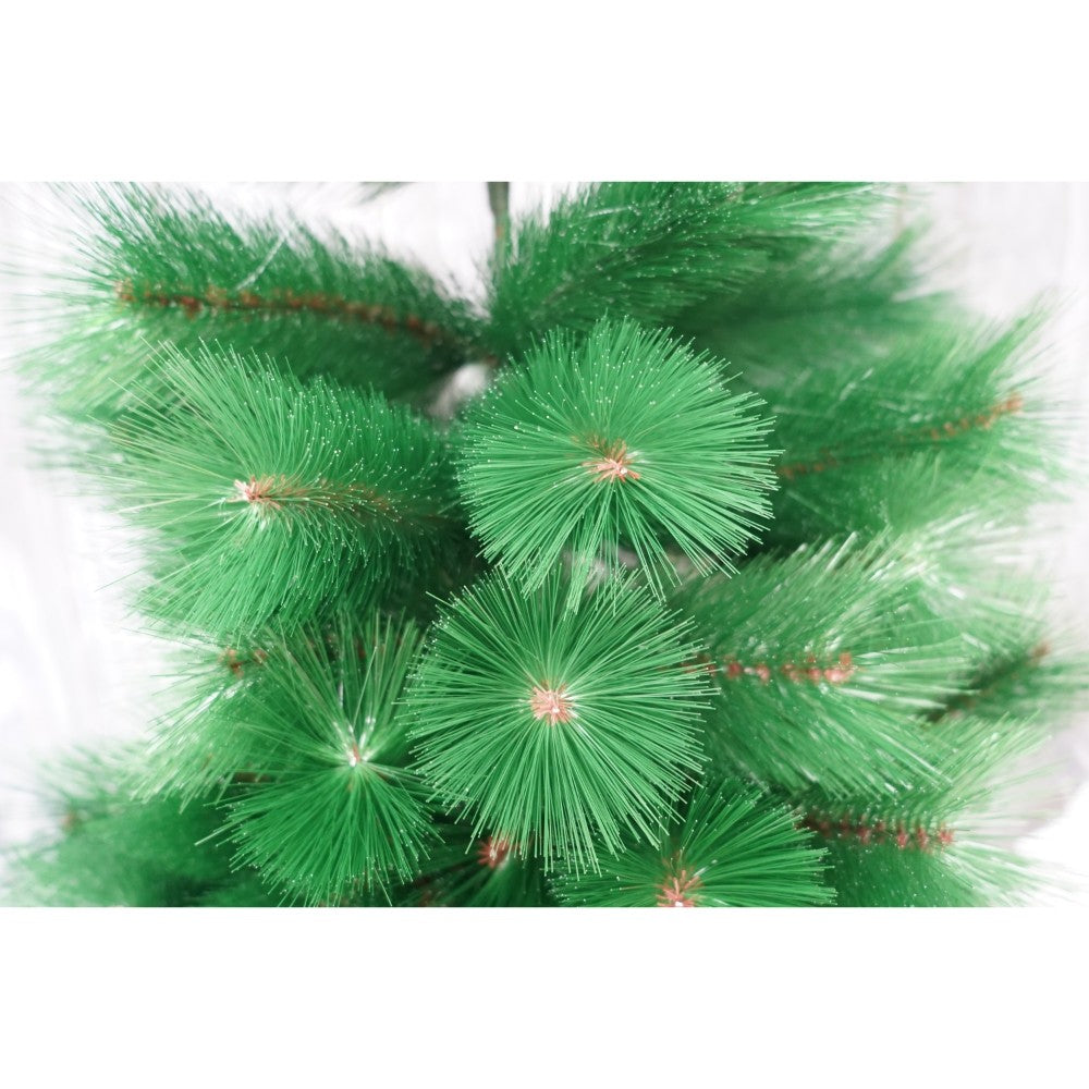 Brad Artificial de Craciun Tip Pin, Aspect Natural cu Ramuri Modelabile, Structura Metalica Rezistenta, Interior si Exterior, Inaltime 180 cm, Verde, Suport Metalic Inclus