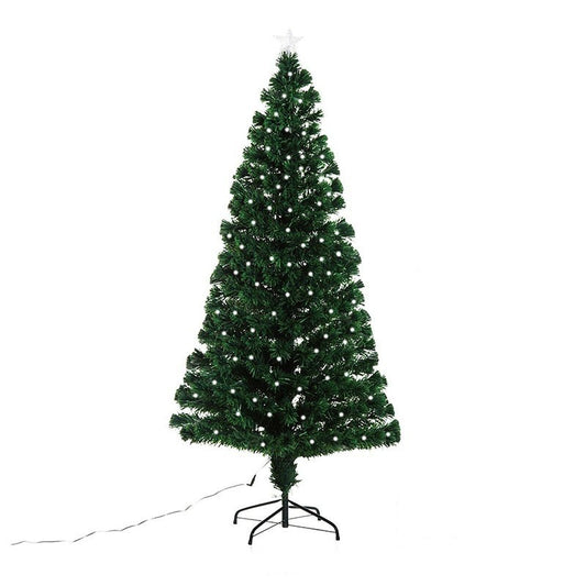 Brad Artificial de Crăciun, Înălțime 1.80 m, Verde, Lumini LED Integrate în Ramuri, Diametru Bază 137 cm, Utilizare Interior și Exterior