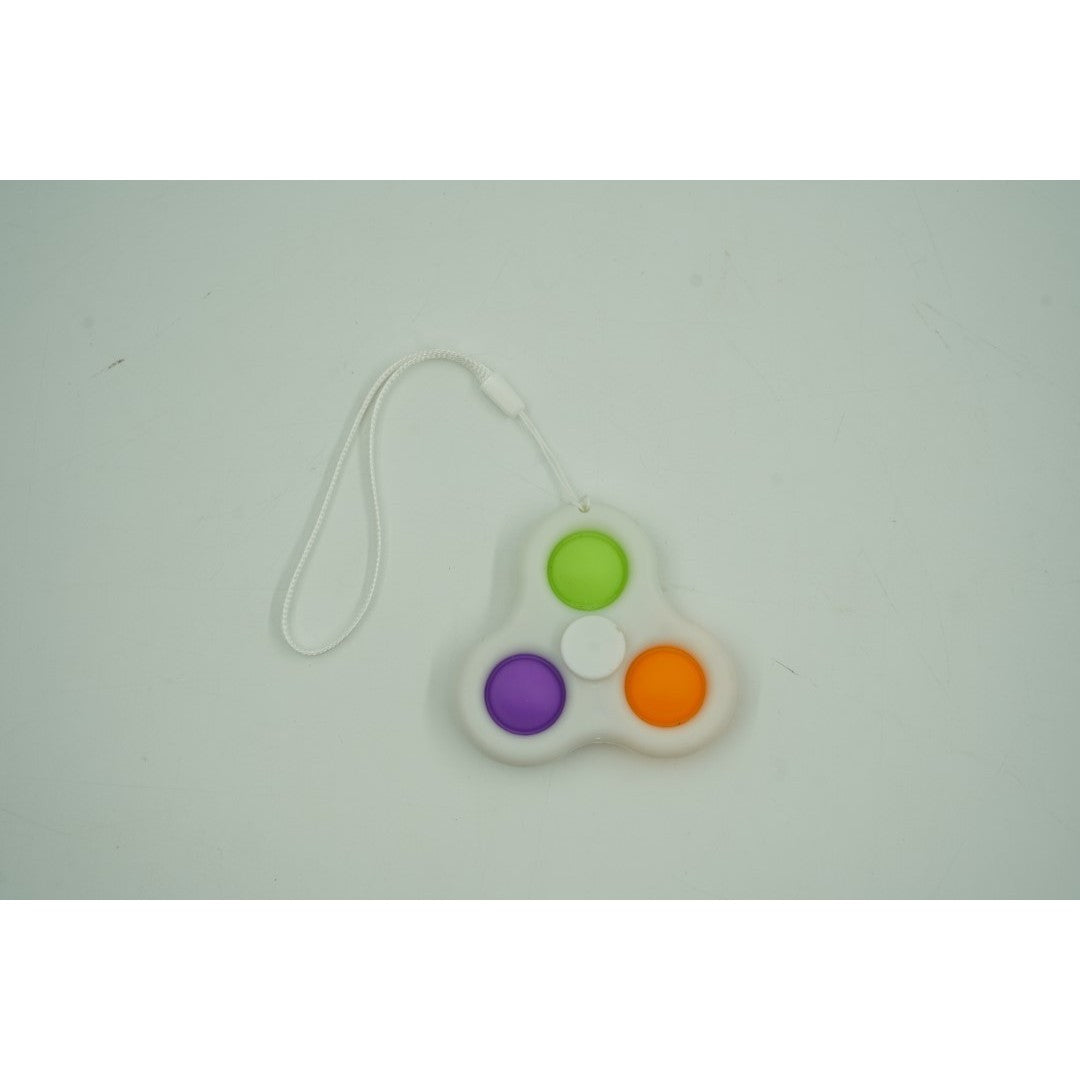 Jucarie Senzoriala Antistres Simple Dimple, Fidget Toy Pentru Concentrare, Silicon Si Plastic, 7 cm, Alb/Multicolor