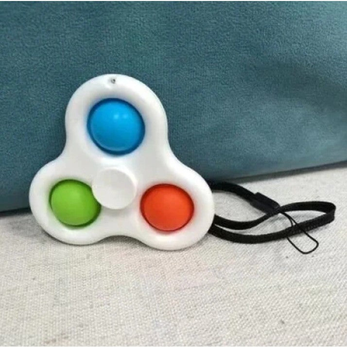 Jucarie Senzoriala Antistres Simple Dimple, Fidget Toy Pentru Concentrare, Silicon Si Plastic, 7 cm, Alb/Multicolor