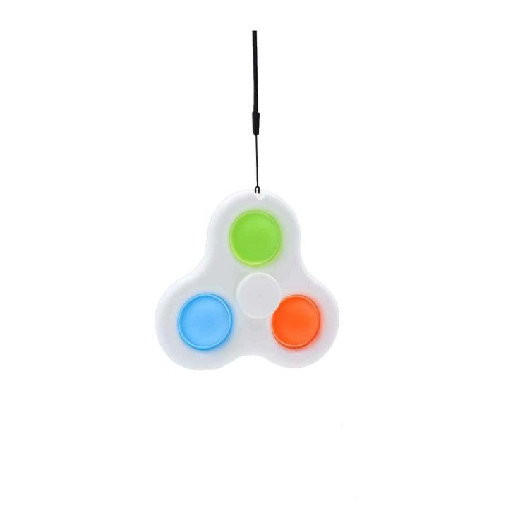 Jucarie Senzoriala Antistres Simple Dimple, Fidget Toy Pentru Concentrare, Silicon Si Plastic, 7 cm, Alb/Multicolor