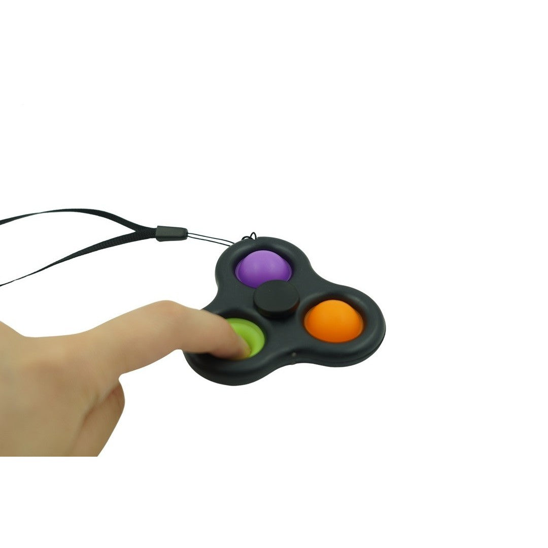 Jucarie Senzoriala Simple Dimple, Fidget Toy Antistres, Silicon, Negru/Multicolor, 7 cm
