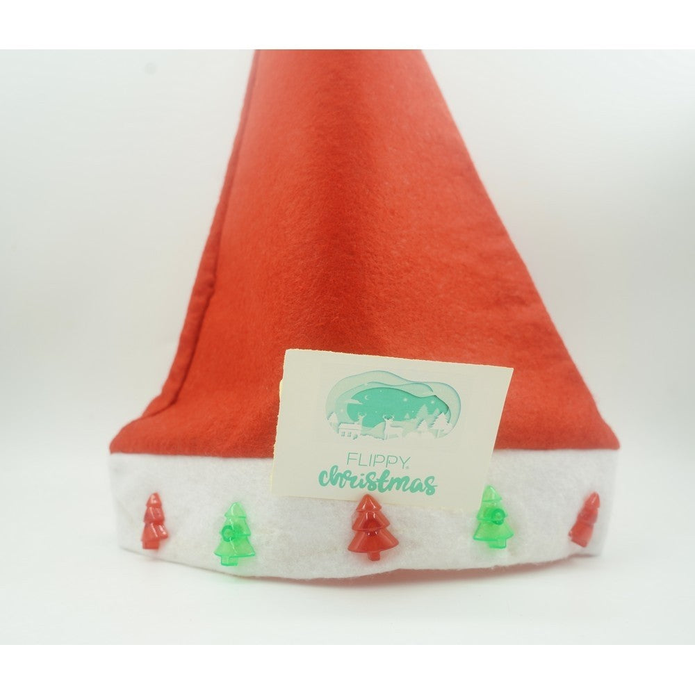 Căciulă Moș Crăciun cu Braduți, LED-uri Luminoase și Muzică, Poliester, Roșie, Mărime Universală, 27 cm