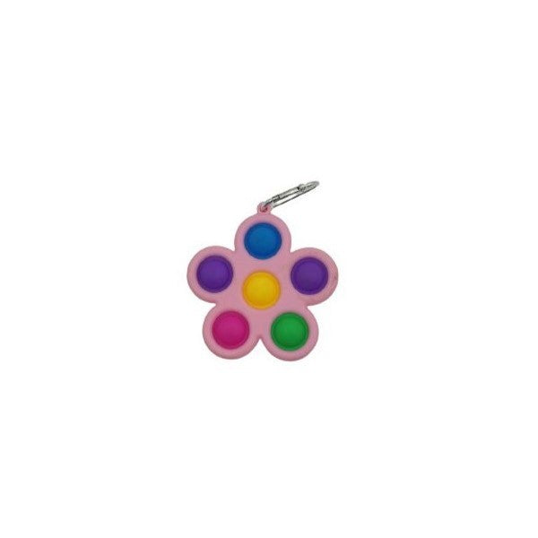 Jucărie Antistres Pop It Breloc, Push Pop Bubble Fidget, Silicon Și Plastic, Formă Floare, Multicolor/Roz